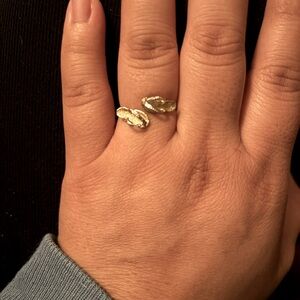 10k Solid Yellow & White Gold Double Flip Flip Sandal Ring